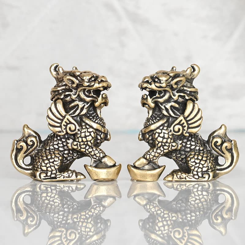 紫金砂 麒麟一対 置物 5357 Amazon.co.jp: 風水 麒麟 置物 銅製 小麒麟一対 雌雄 元宝風水